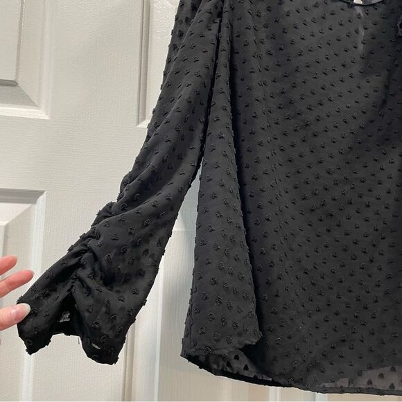 Zara Sheer Heart Polk Dot Shoulder Bow Blouse Size M - Picture 4 of 13